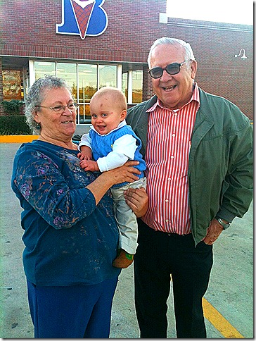 Landon with Grannie and Papa