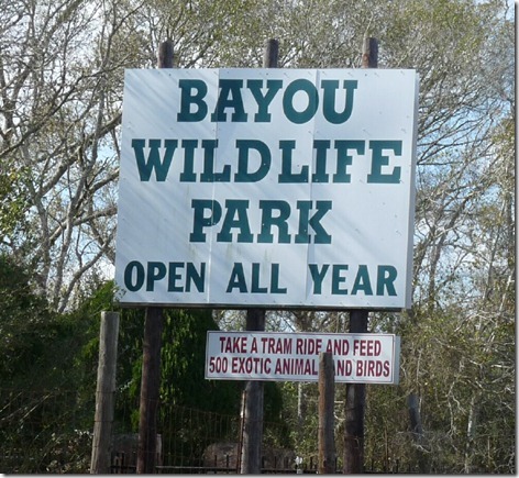 Bayou Wildlife Park Sign